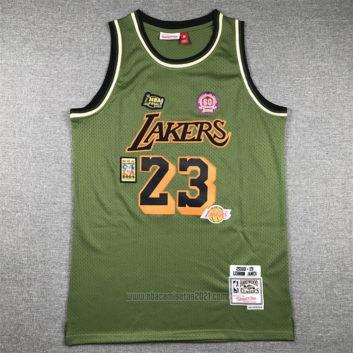 Camiseta Los Angeles Lakers Lebron James #23 Mitchell & Ness 2018-19 Verde